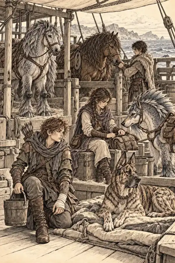The work outside — Interior illustration from Keven.