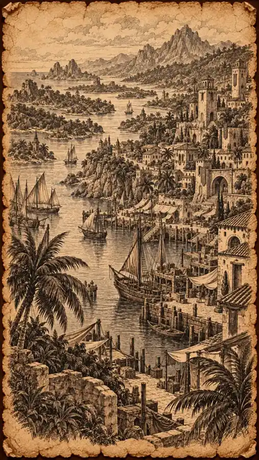 The western lands — Landscape illustration from Anashun.
