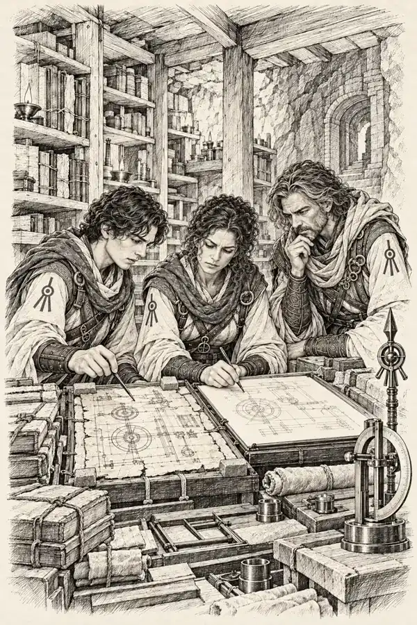 The records chamber — Interior illustration from Keepers.
