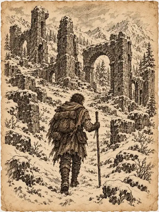 Among the ruins — Interior illustration from Boxy.