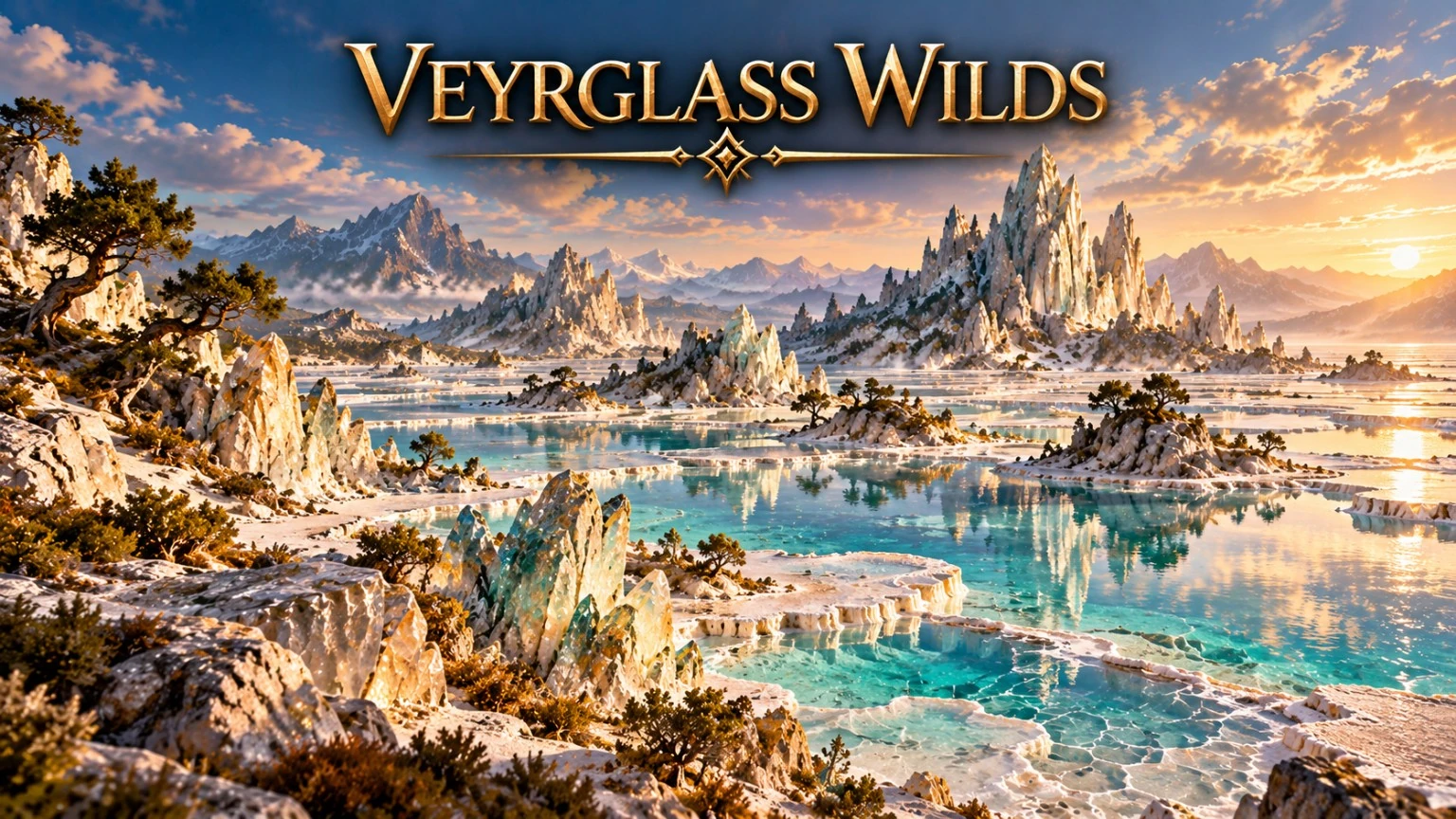 Turquoise pools and waterways wind through a wild landscape of pale stone spires.